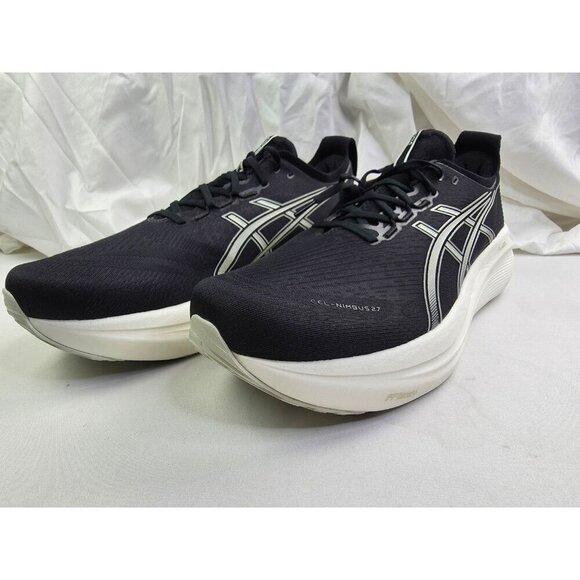 Asics Size 16 Extra Wide 4E Mens Gel Nimbus 27 Black Lake Gray Lace Sneakers NEW main image 4